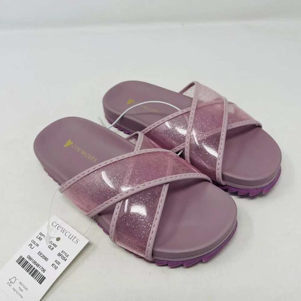 J Crew Crewcuts Little Girl K10 Slip On Pool Glitter Jelly Sandal Purple $45 203